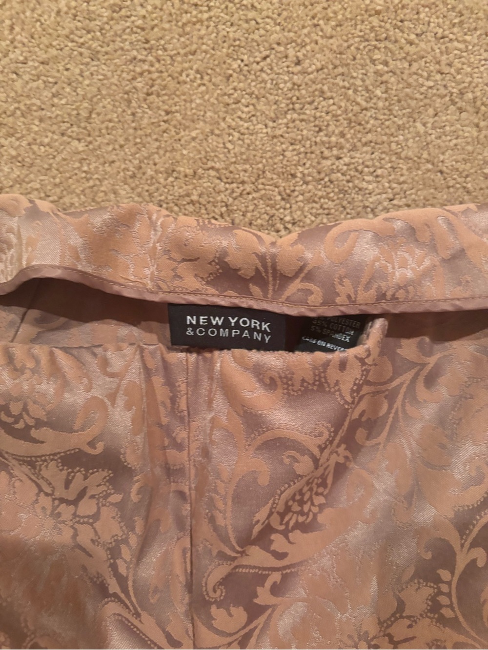 Low Rise New York & Company Champagne Jacquard Flare Pants - Picture 2 of 5